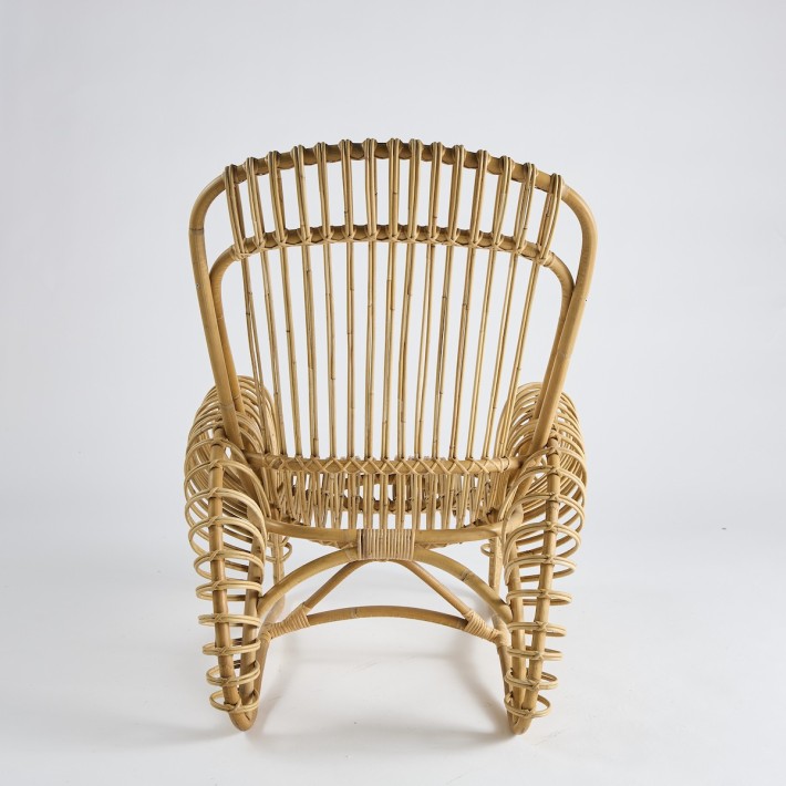 Fauteuil boucle en rotin naturel - produit vintage 037