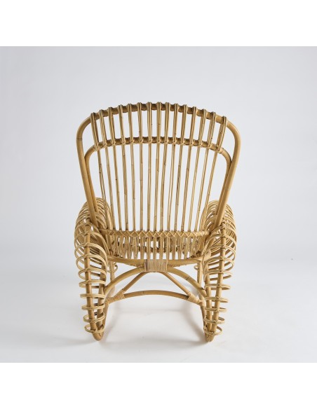 Boucle armchair in natural rattan - vintage 037