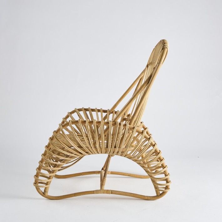 Fauteuil boucle en rotin naturel - produit vintage 037