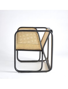 Black rattan armchair with wickerwork PU038 2