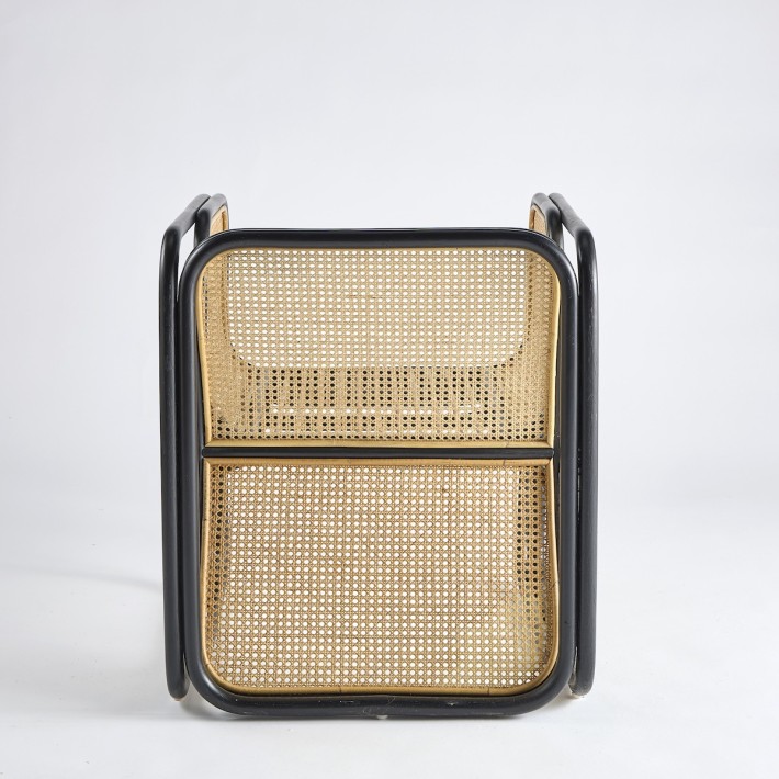 Black lacquered rattan and wickerwork armchair - pièce unique 038