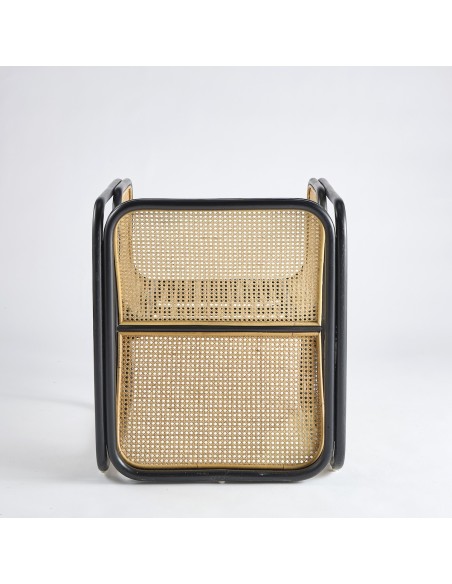 Black lacquered rattan and wickerwork armchair - pièce unique 038