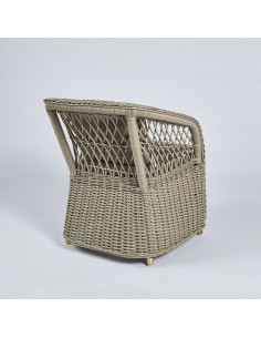 Fauteuil en rotin laqué beige avec coussin PU039 2