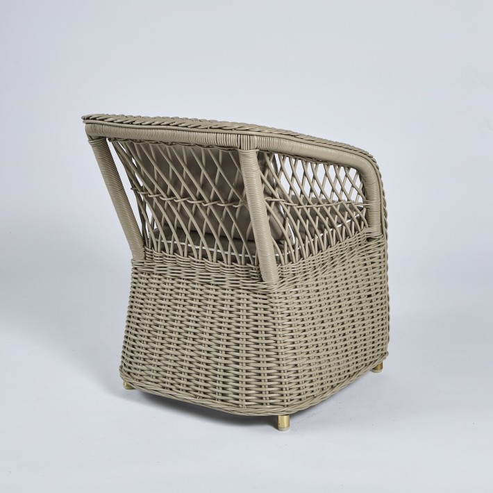 Beige lacquered rattan armchair - with removable cushion 039