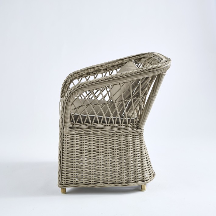 Beige lacquered rattan armchair - with removable cushion 039