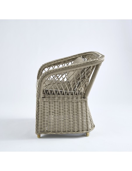 Beige lacquered rattan armchair - with removable cushion 039