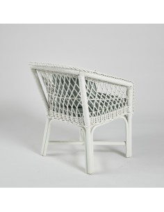 Fauteuil en rotin laqué blanc avec coussin PU040 2