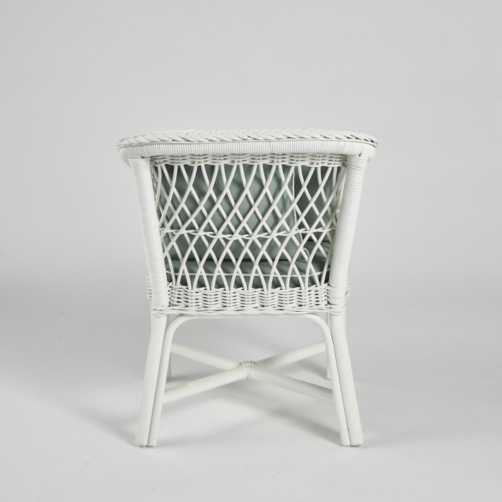 White lacquered rattan armchair - with removable cushion 040