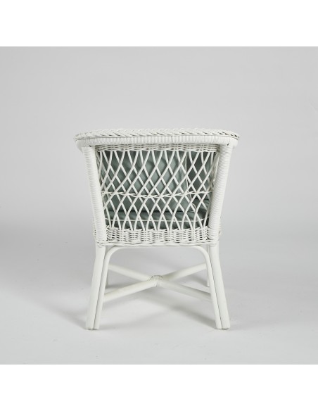 White lacquered rattan armchair - with removable cushion 040