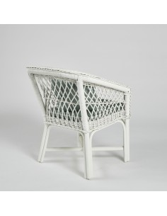 Fauteuil tressé rotin laqué blanc - avec coussin déhoussable 041 2
