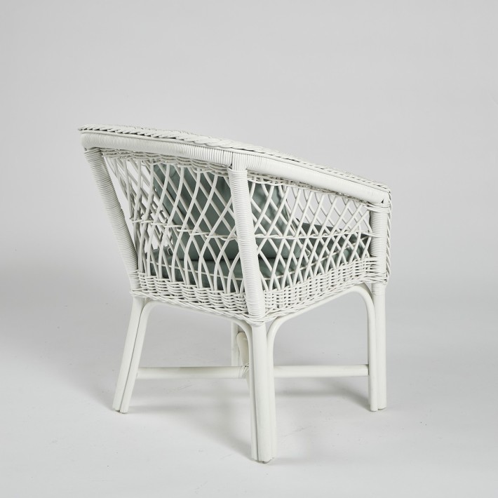 Fauteuil tressé rotin laqué blanc - avec coussin déhoussable 041