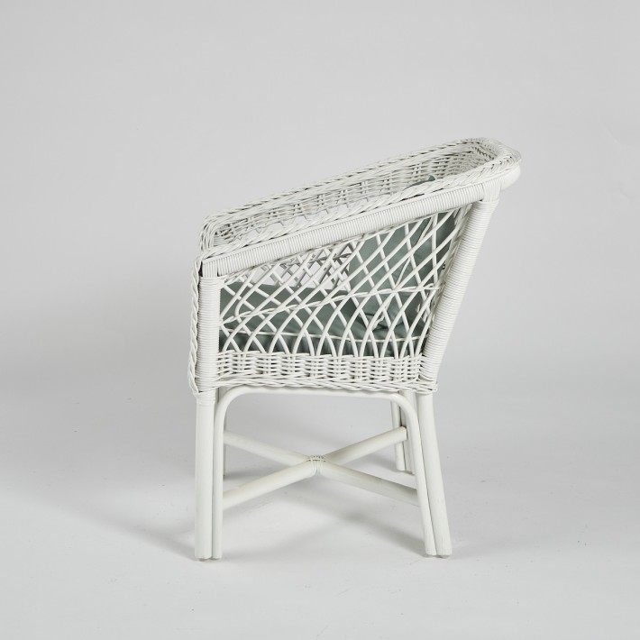 White lacquered rattan armchair - with removable cushion 041