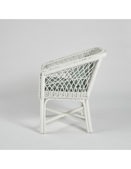 White lacquered rattan armchair - with removable cushion 041