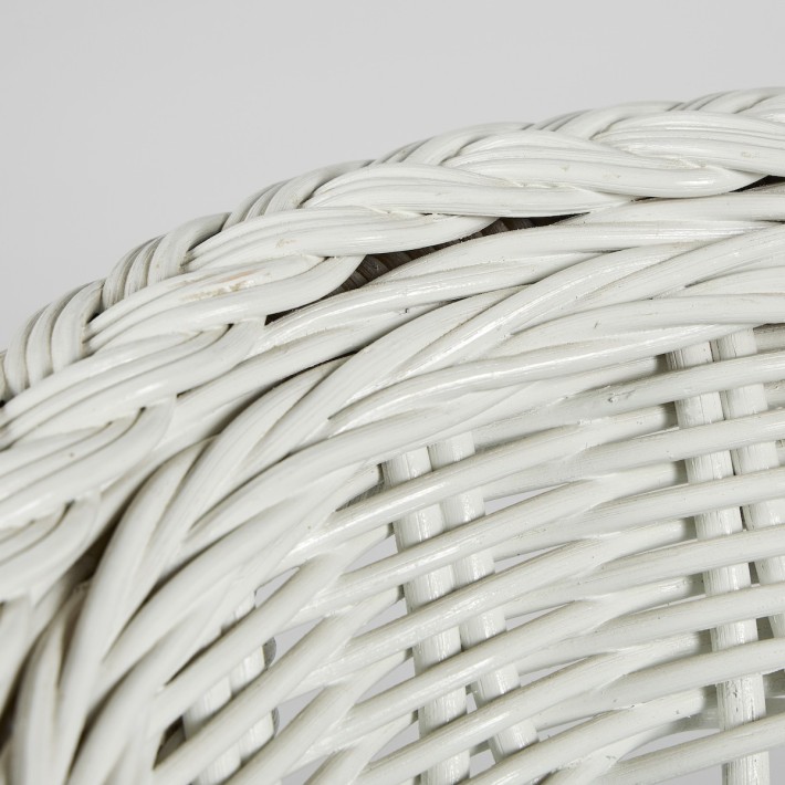 White lacquered rattan armchair with cushion PU041