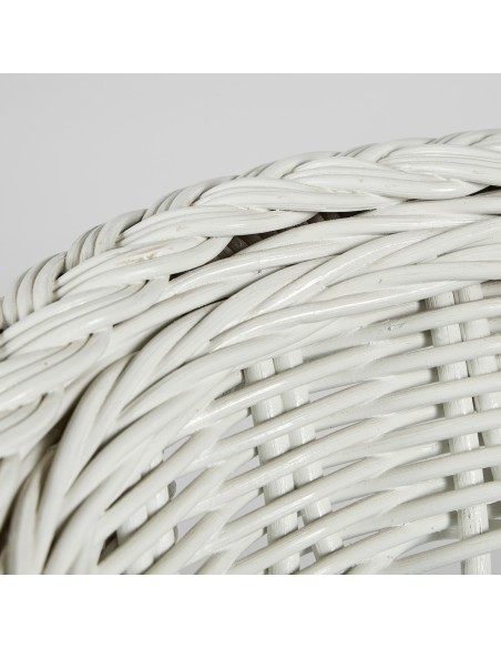 White lacquered rattan armchair with cushion PU041