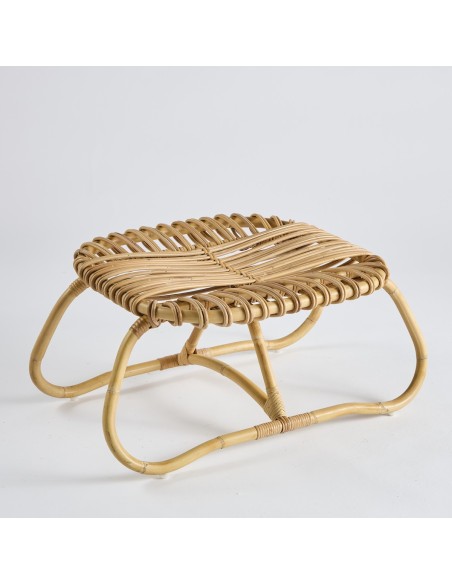 Natural rattan Boucle footstool - vintage 044
