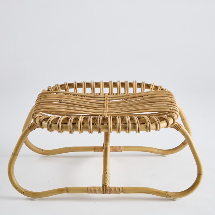 Natural rattan Boucle footstool - vintage 044