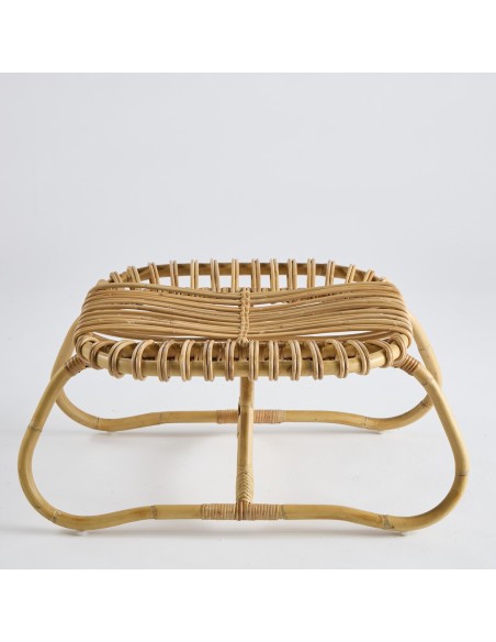 Natural rattan Boucle footstool - vintage 044
