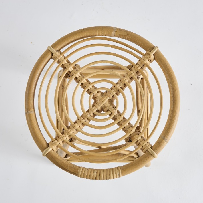 Vintage natural rattan stool 047