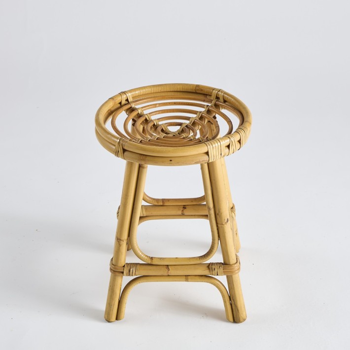 Vintage natural rattan stool 048