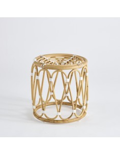 Pouf tambour en rotin naturel Vintage 049