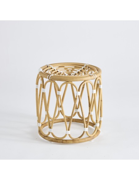 Vintage natural rattan Tambour footstool 049