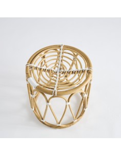 Vintage natural rattan Tambour footstool 049 2