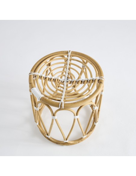 Vintage natural rattan Tambour footstool 049