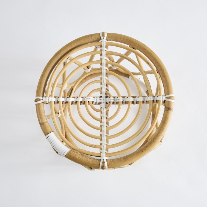 Vintage natural rattan Tambour footstool 049