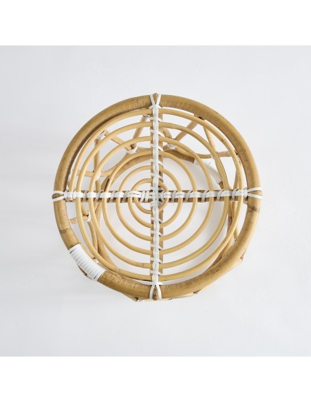 Pouf tambour en rotin naturel Vintage PU049