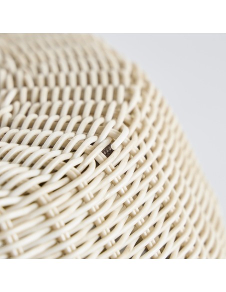 Small two-tone footstool, white resin - beige PU051