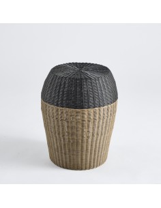 Two-tone black and beige resin footstool PU052