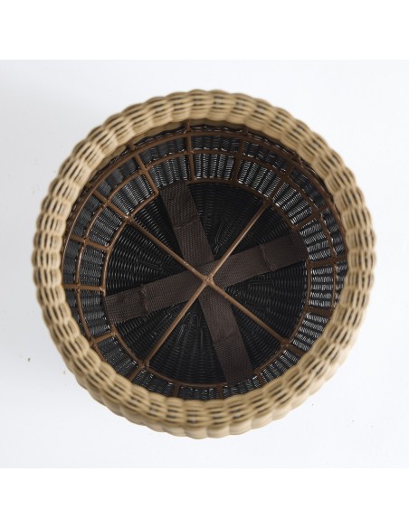 Two-tone black and beige resin footstool PU052