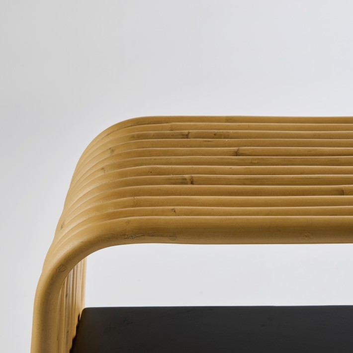 Riviera console in natural rattan with metal shelves 054