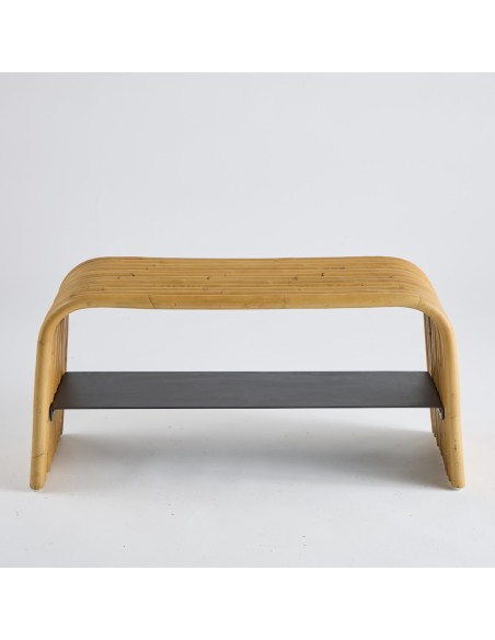Banc Riviera en rotin naturel  et étagère métal 055