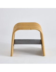 Table basse Riviera en rotin naturel et étagère métal 056 2