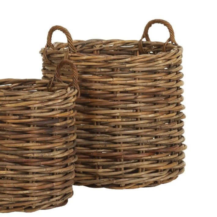 Set of MEXICO maxi-weave round rattan planters
