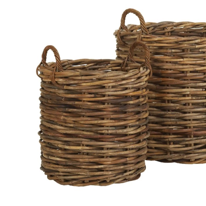 Lot de jardinières rondes en rotin maxi-weave MEXICO