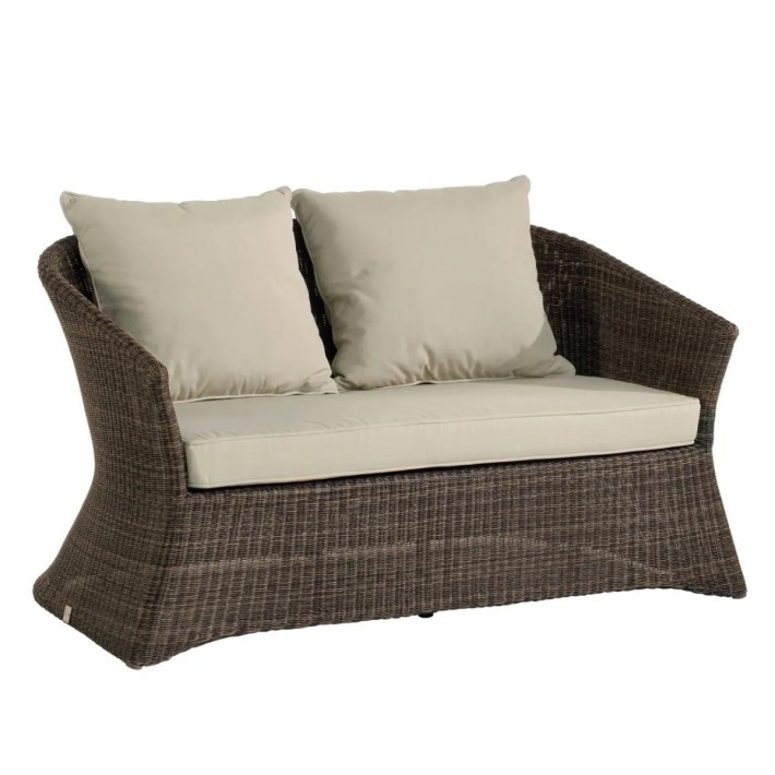 Zenith 2-seater garden sofa in fine woven resin, pepper brown