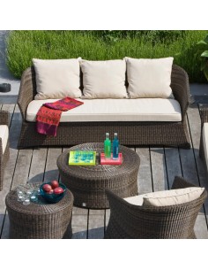 Canapé de jardin 3 places en résine Zénith marron poivre 2