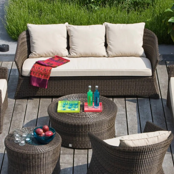 Canapé de jardin Ambiance 3 places en résine tressée Zenith pepper brown