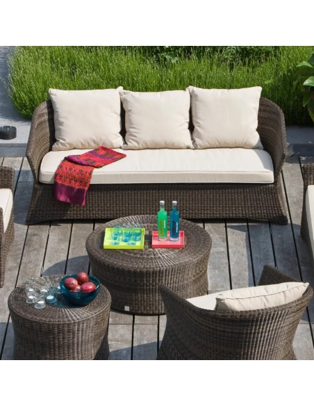 Ambiance 3-seater woven resin garden sofa Zenith pepper brown