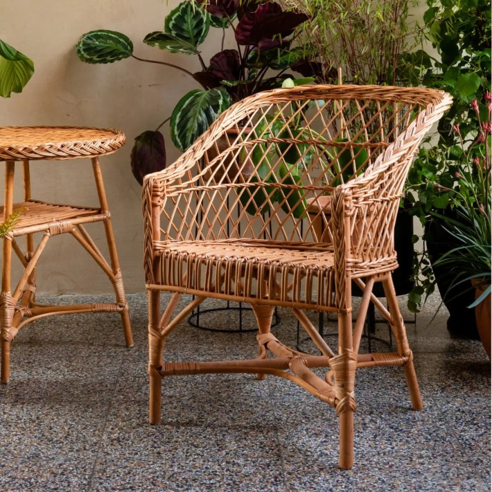 Fauteuil en osier ajouré Antonin en ambiance