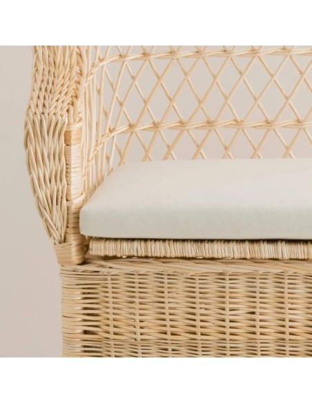 White wicker bench cushion