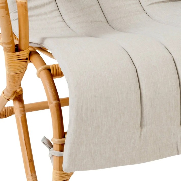 Zoom détail coussin pour fauteuil et rocking en rotin Marlène