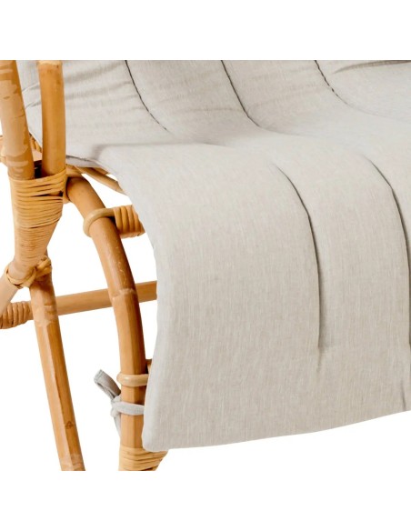 Close-up of Marlène rattan armchair and rocking chair cushion
