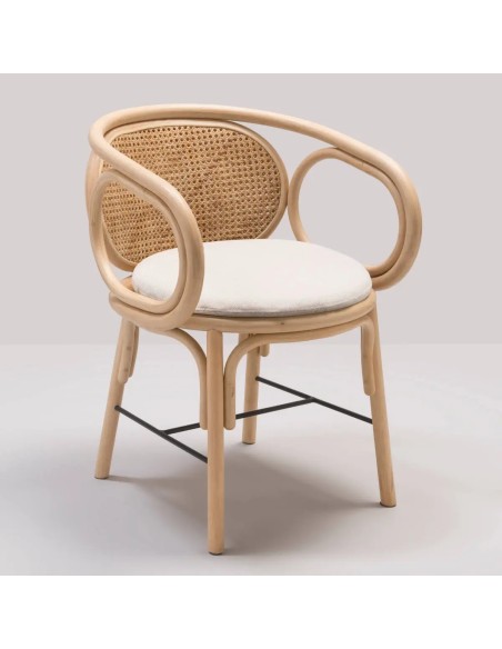 Fauteuil de table CONTOUR coussin tissu écru Migliore