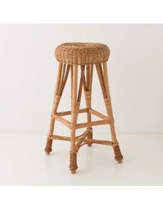 Tabouret de bar rond en osier naturel