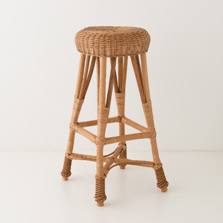 Tabouret de bar rond en osier naturel