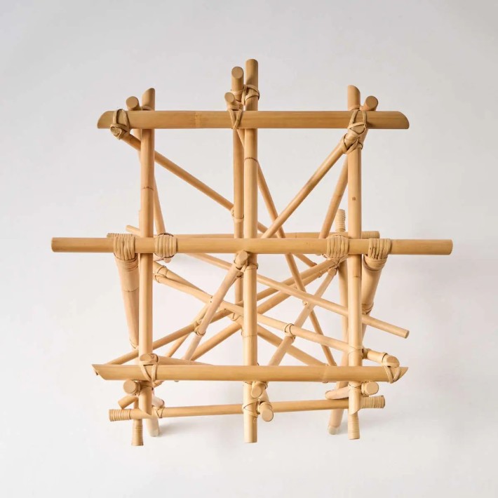 Mikado rattan table base, top view